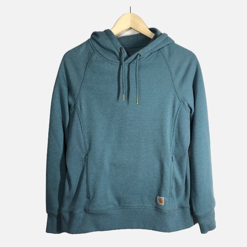 Carhartt Rain Defender Hoodie Sweatshirt M Medium Blue Pockets Ladies